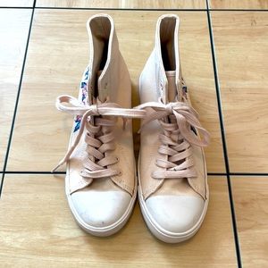 Pink embroidered high tops